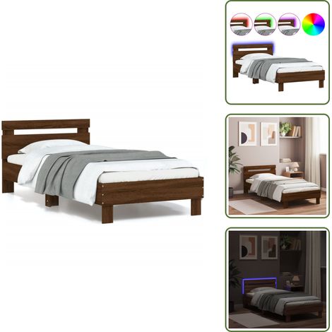 Cadre de lit sans matelas avec lumières LED 90x190 cm - Cadre De Lit - Lit Double - Lumieres Led - Lit Design - Tête De Lit (1/5)