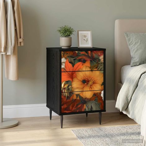 vidaXL Mesa de noche GENNEP Roble Negro 36 x 33 x 61 cm (1/5)