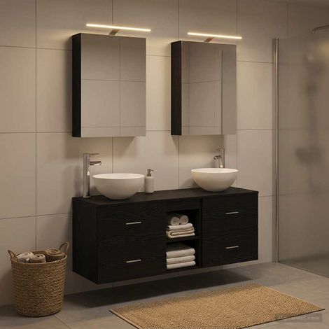 vidaXL Bathroom Furniture Set 5 pcs Black Oak (1/5)