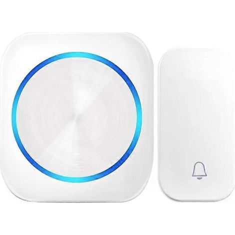 Sonnette sans fil étanche et autonome avec veilleuse, sans pile, portée de 150 m, prise européenne, maison connectée, 1 à 2 boutons, 1 à 2 récepteurs, blanche, taille 11.-AquaForge (1/5)