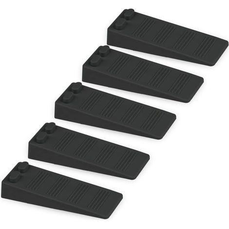 Set di 5 fermaporta in gomma flessibile, altezza regolabile, antiscivolo, atossici, inodori, proteggono pavimenti e pareti, per tappeti, cemento e parquet (nero) (1/4)