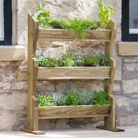 Zest 3 Tier Vertical Herb Stand Wooden Planter Garden Layered Planter (1/5)