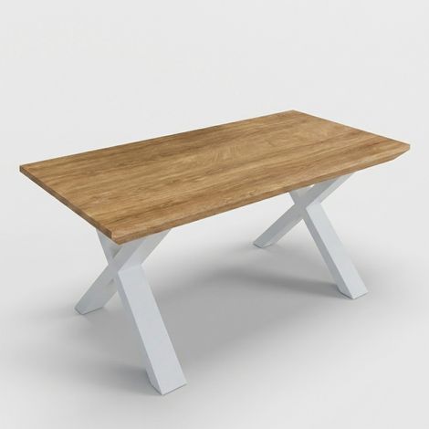 Tavolo pranzo allungabile 12 posti con gambe bianche 160/260x90 Asti - Rovere