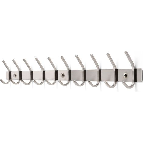 TOJ Living Porte-manteau mural 20 crochets – Patère murale / porte-serviettes – Style industriel & moderne – Acier inoxydable – 78 cm – argent (1/5)