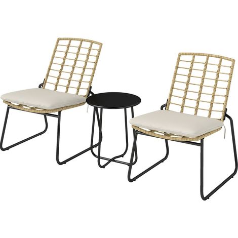 3-teiliges Gartenmöbel-Set aus Polyrattan für 2 Personen, Beige/Braun (1/5)