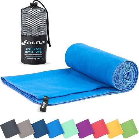 Serviette en microfibre compacte, idéale pour le sport, les voyages, la plage, le bain, le fitness et le sauna. Séchage rapide et légère.