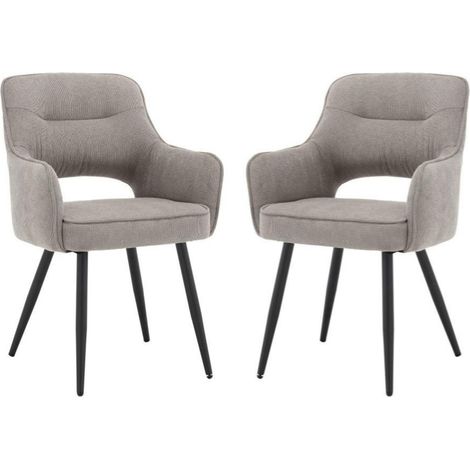 Esszimmerstühle 2er Set Küchenstühle mit Metallbeinen Moderner Polsterstuhl mit Armlehnen für Esszimmer/Wohnzimmer, Chenille, Grau (1/5)