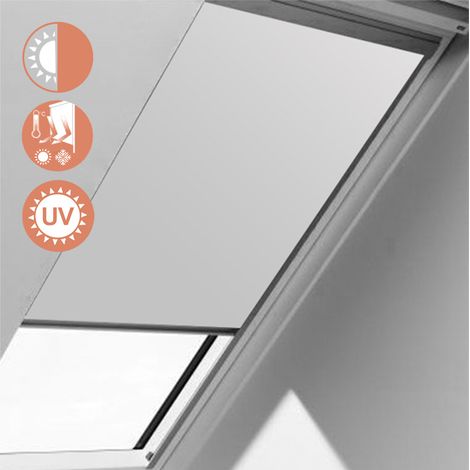 Wolketon Dachfensterrollo Verdunkelungsrollo Thermo Skylight Thermo Sonnenschutz Blickdicht Stoff - F06 Grau - für VELUX Dachfenster