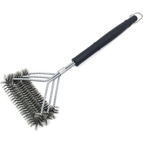 Brosse de nettoyage pour barbecue, avec 3 rangées de poils métalliques en spirale, accessoires pour barbecue à gaz, à charbon et électriques (1/5)