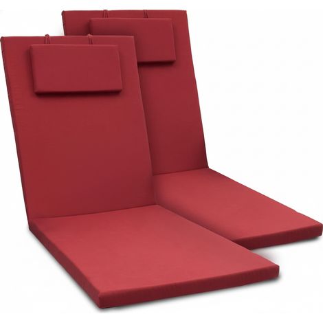2er Set Gartenliege Auflage Sonnenliege Loft RL, 200x60x5cm, Rot