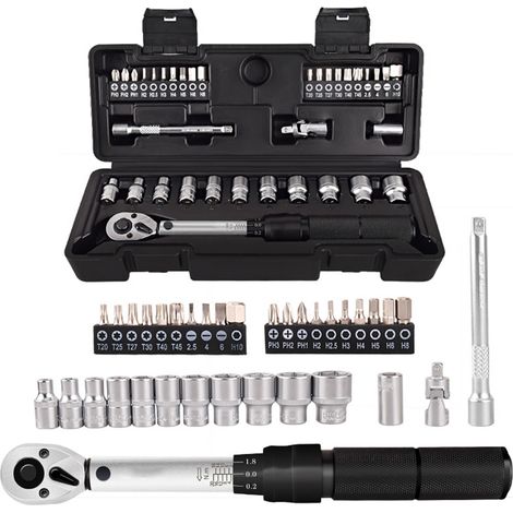 2-20 nm 1/4 combinaison de bit de socket de clé préréglé 35 dans 1 ensembles de ménages kit d'outils de l'utilitaire polyvalent box de bicyclette à main (1/5)