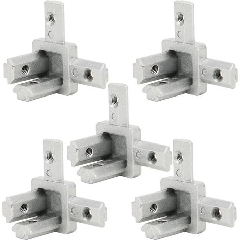 Connecteur d'angle 3 voies 90° en alliage de zinc, 5 pièces, pour profilés aluminium T type 2020 norme européenne, fixations robustes pour structure 2020. (1/5)