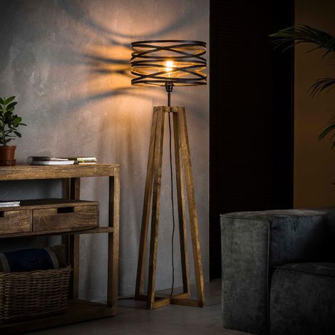 Lampadaire sur pied en bois naturel et métal WISH (1/5)