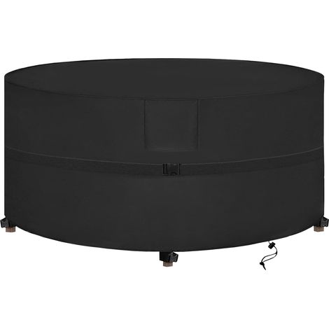 Housse Table de Jardin avec Grilles D’aération, Robuste Tissu Oxford 420D, Iimperméable, Coupe-Vent, Anti-UV, Housse de Protection pour Salon Meubles Extérieur, Ronde (Ø135X80) - Noir (1/5)