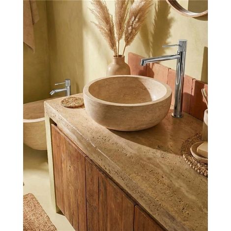 Coppia rubinetti lavabo alto e bidet senza scarico in ottone cromo Melin (1/4)