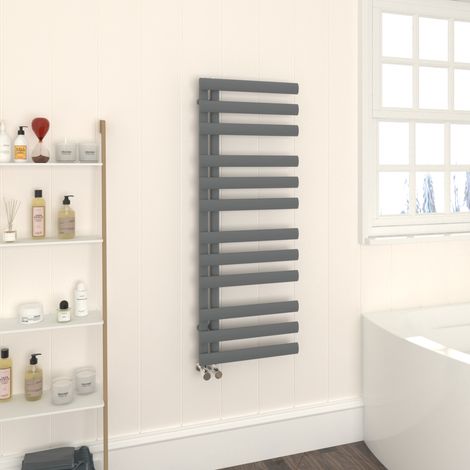 WarmeHaus Oval Panel Heated Towel Rail 1200x450mm Sand Grey (1/5)