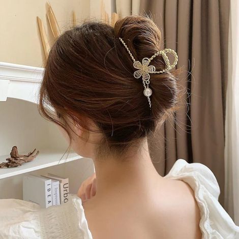 une Pince Cheveux Dore Pour Femme, Pince Cheveux Flexible En Mtal Dor Antidrapante, Pince Cheveux Pince Requin Coiffure Femme (1/3)