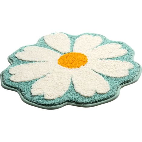 Ultraweicher Mikrofaser-Badematte mit Blumenmuster, 50 x 50 cm, maschinenwaschbar, sommerliche Dekoration Label