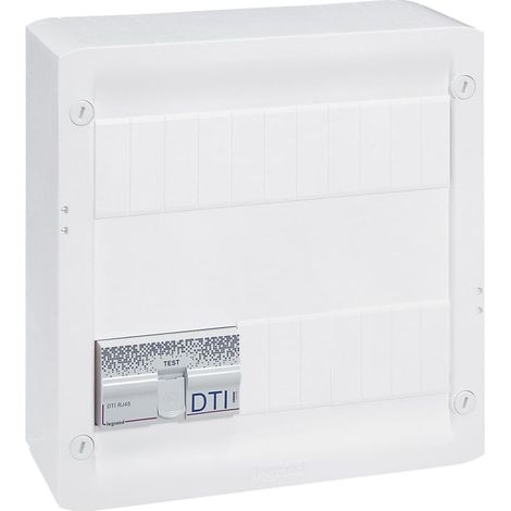 Legrand – Coffret de communication Grade 2 TV – 4 connecteurs RJ45 blindés catégorie 6 STP – DTI RJ45 modulaire – Dimensions 250x250mm (1/6)