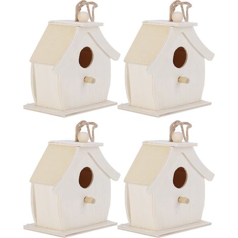 4 Mini-Vogelhäuser aus Holz, hängende Vogelnester, Dekoration für Garten, Balkon, Terrasse (1/5)