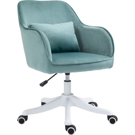 Fauteuil de bureau ergonomique avec massage lombaire, velours vert, hauteur réglable et roulettes 360° (1/5)