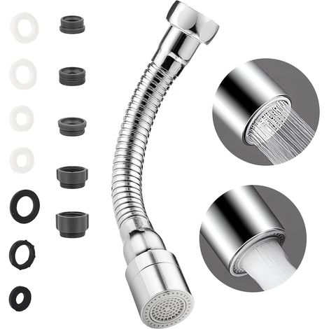 Rallonge Robinet avec 2 Modes 20cm Jet Douche Rotation 360°, Embout Robinet Universel Économie Eau Adaptateur Multi Filetage (1/5)