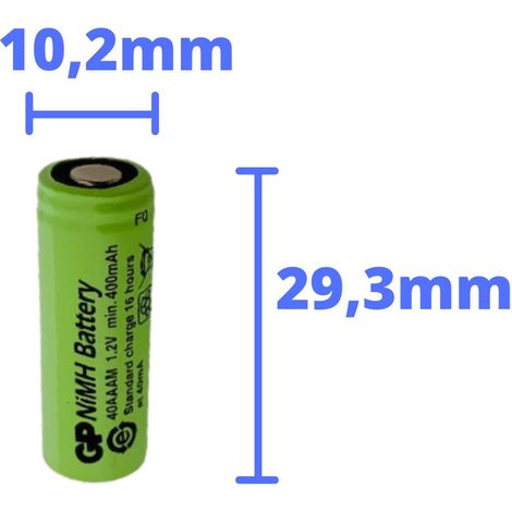 4x GP Akku 2/3 AAA 1,2V / 400mAh GP40AAAM Micro NiMH Akku Höhe 29,7mm