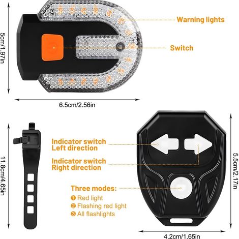 Intelligentes LED-Fahrradrücklicht mit Blinkern und Fernbedienung – USB-aufladbares Fahrradlicht, wasserdicht (IPX4), 5 Modi – Geschikt voor bicycle (1/5)