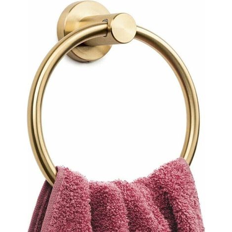 YMYNY Anneau de serviette en or brossé - Porte-serviettes en or moderne pour mur de salle de bain - Porte-serviettes de salle de bain en acier inoxydable SUS304 - Porte-serviette rond pour salle de ba (1/4)