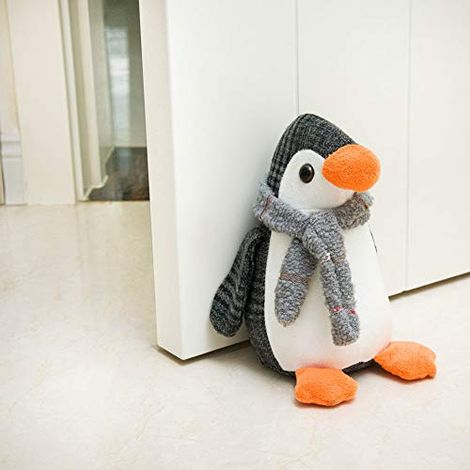 Butoir de porte mignon - Décoratif - En forme de pingouin lesté - Pour la maison et le bureau - En tissu - Motif animal (1/4)