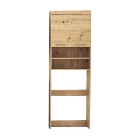 AMANDA - Meuble de salle de bain mélaminé emplacement lave linge. Chêne. L-H-P : 63 - 187 - 24 cm. (1/5)