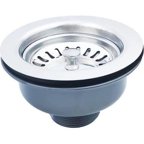 Scarico per lavello senza troppopieno, cestello in acciaio inox, ø 114 mm 1½", Acciaio inox + ABS, Scarico + Cestello (1/4)