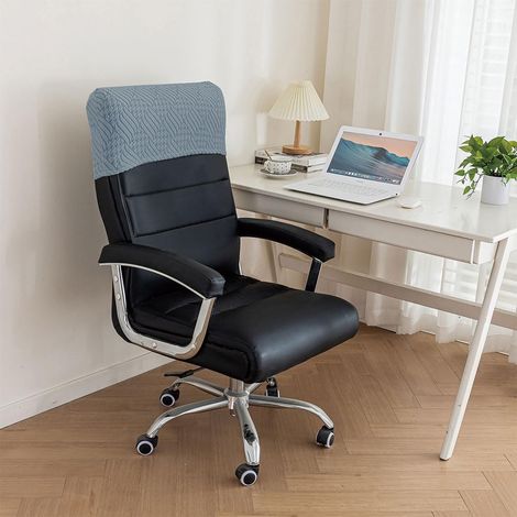 Housse d'appui-tête de Chaise de Bureau Extensible Couverture Appui-tête Fauteuil de Bureau Housse Protection pour Appui-tête de Chaise d'ordinateur Lavable 2 Pièces Jacquard-Bleu (1/5)