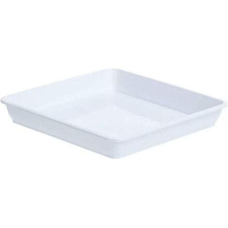 【Bac à Fleurs】1818cm Carré Égouttement Plastique Blanc pour Intérieur/Extérieur, 2 Pièces (1/4)