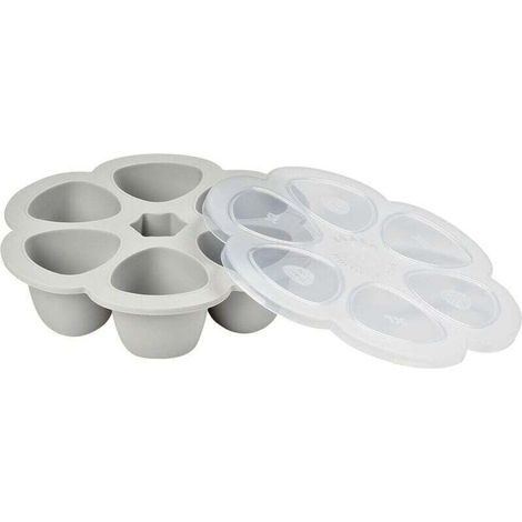 Multiportions Silicone de qualité premium, Résistance thermique extrême, Four et micro-onde, 6 alvéoles indépendantes, Couvercle hermétique, Fabriqué en Italie, 6x150 ml, Gris (1/3)
