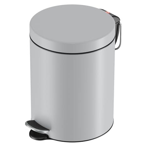 Hailo Selekta by Bin de bidone rotondo a pedale con coperchio de soft close, capacità de 5 l, secchio interno rimovibile, lamiera de acciaio, per bagno e cucina, bidone compatto a pedale  design, colo