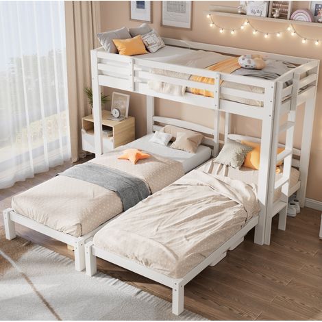 Cama Litera 90x200 Cm Triple Lecho Blanco (1/5)
