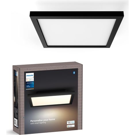 Philips Hue Aurelle Plafonnier Rectangulaire (Noir) Lumière blanche chaude à froide - Comprend 1 Variateur de lumière - White Ambiance