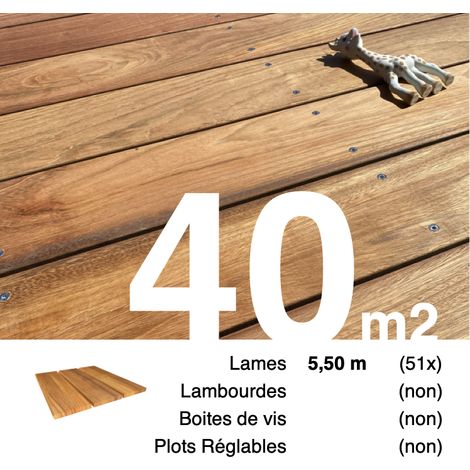 Planches de terrasse bois exotique JATOBA pour 40 m² • Longueur 5,5 m • Livraison gratuite
