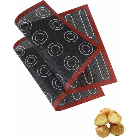 Lot de 2 Tapis de Cuisson en Silicone, Tapis Macaron Perforé pour Pâtissier, Cuisson Uniforme et Antiadhésif, Compatible Four, Facile à Nettoyer, Utilisations Multiples (1/5)