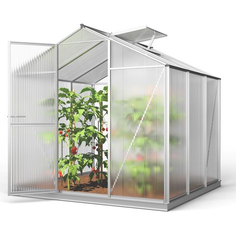 GFP Serra ECO-Star 3 telaio in alluminio 192 x 192 cm, lastre a doppia parete di 8 mm, con apri-finestra automatico e telaio di fondazione