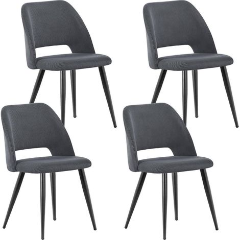 Lot de 4 chaises de salle à manger en velours côtelé, assise confortable, design scandinave, noir (1/5)