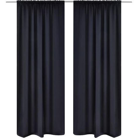 2 cortinas negras oscuras con jaretas, blackout 135 x 245 cm (1/3)