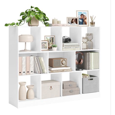 Libreria aperta 126 x 30 x 100 cm ripiano portaoggetti su gambe bianco 120004281