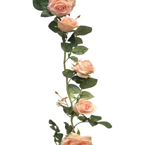 Guirlande de roses factices L145cm composée de 7belles roses Rose pâle - couleur: Rose pâle