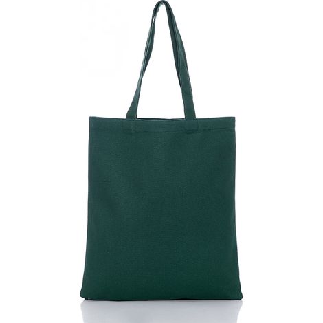 Bolso de lona sencillo, ligero y reutilizable, confeccionado en una mezcla de poliéster y algodón, de 34 x 40 cm, color verde oscuro. (1/5)