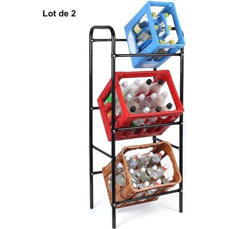 Lot de 2 Étagères de Rangement Pratique (50 x 33 x 116 cm) pour Caisses de Boissons et Rangement Divers (1/4)