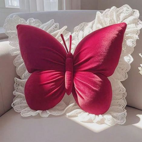 1 pc Coussin décoratif papillon rose en velours, rembourrage doux pour canapé et literie. Adapté pour mariage, anniversaire, décoration romantique d'automne pour la maison (1/4)