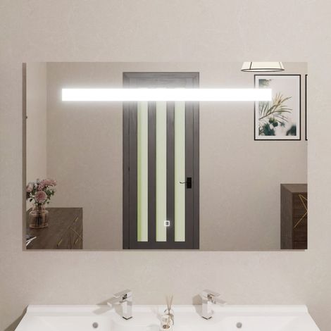 Miroir lumineux salle de bain 120x80 cm – Éclairage LED 1000 lumens – Interrupteur sensitif – Norme IP44 – Elegance (1/10)