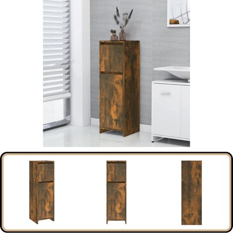 Armoire de bain Chêne fumé 30x30x95 cm Bois d'ingénierie - Meuble De Salle De Bain - Armoire De Salle De Bain - Rangement Salle De Bain - Commode Salle De Bain - Meubles De Salle De Bain